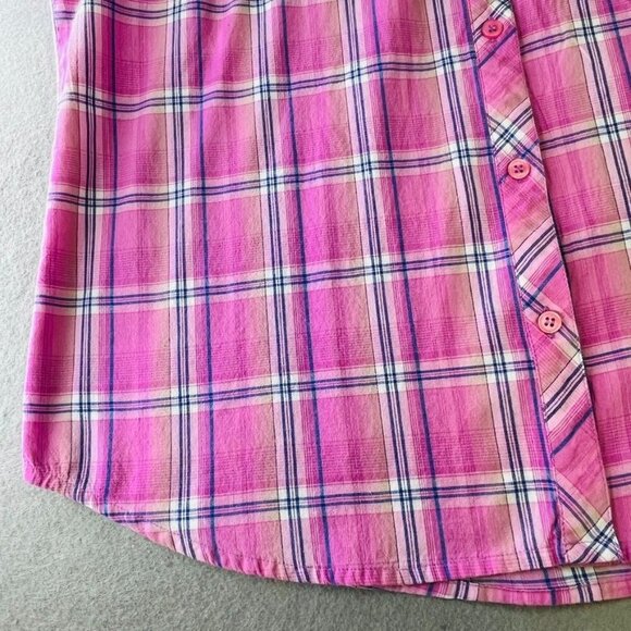 Kut from the Kloth Pink Flannel Long Sleeve Shirt Size XL Western Barbiecore - Picture 6 of 9